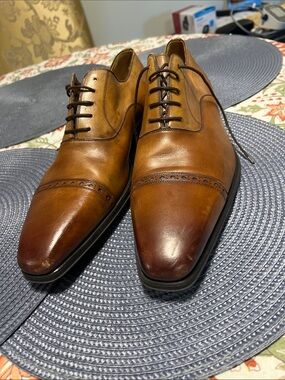Magnanni Tan/Brown Leather Cap-Toe Oxfords